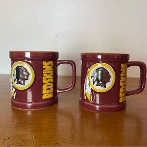 NFL Washington Redskins 10 oz 3D Sculpted Logo Ceramic Coffee Mugs Set 2 Vintage
